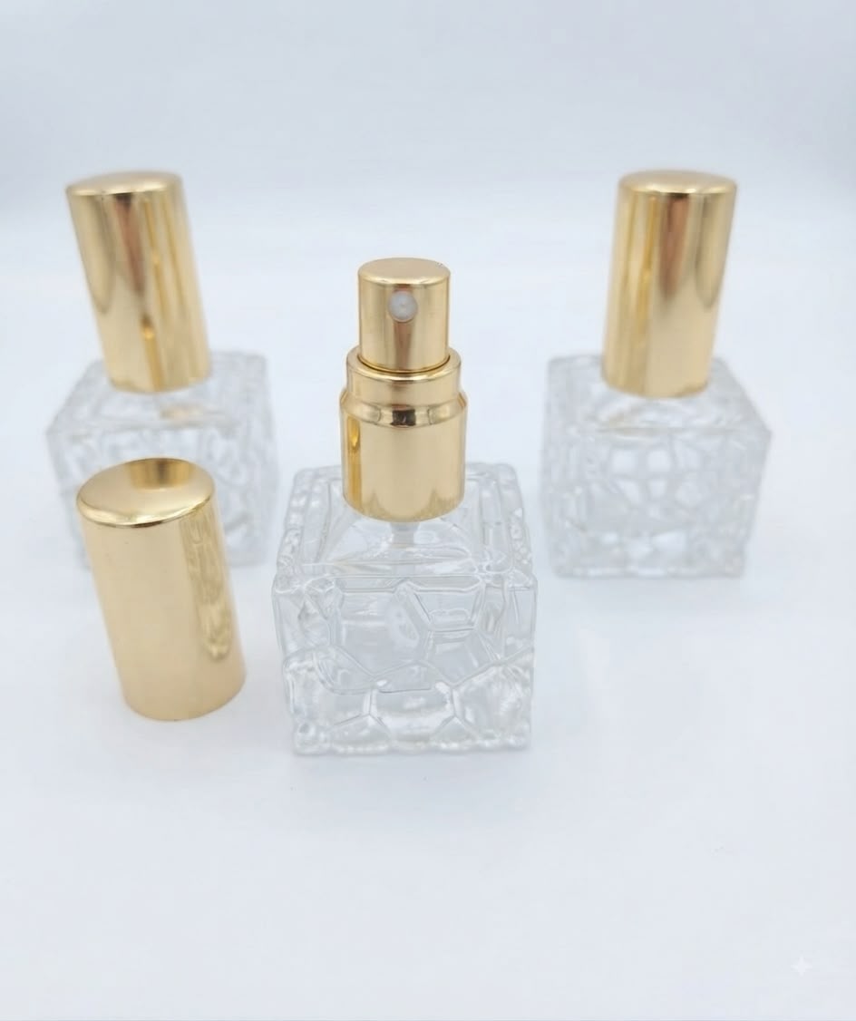 KARE DESENLİ SPREY ŞİŞE  METAL VALF KAPAK GOLD
